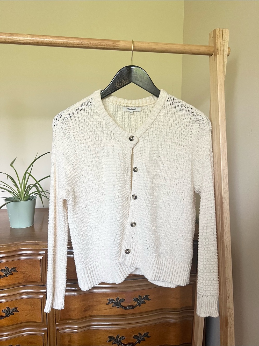 Madewell Cream Knit Button Cardigan